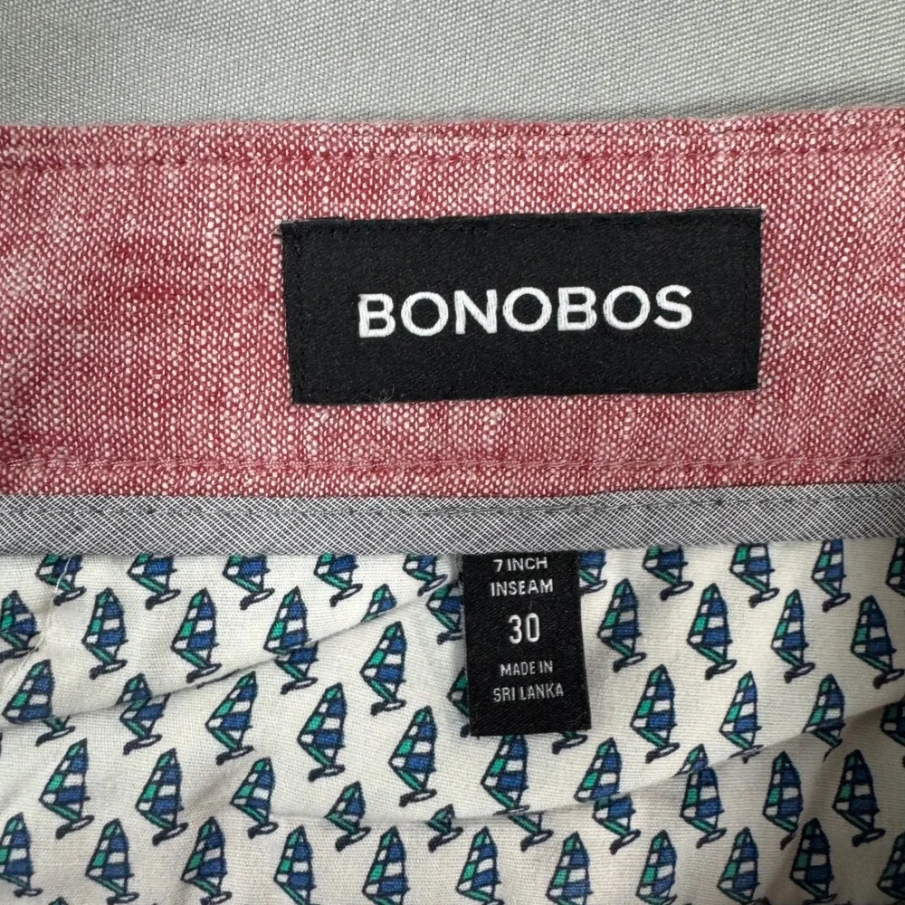 Bonobos 7 Inch Inseam Standard Fit Shorts Mens 30 Red Linen Blend Golf Resort